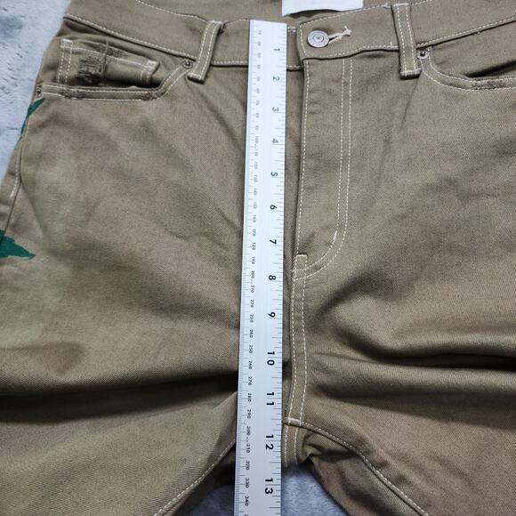 Uniqlo X Plant Girl NYC Jeans Womens 29 Brown Green The 420 Pant Hand Dyed Paint - Picture 15 of 16